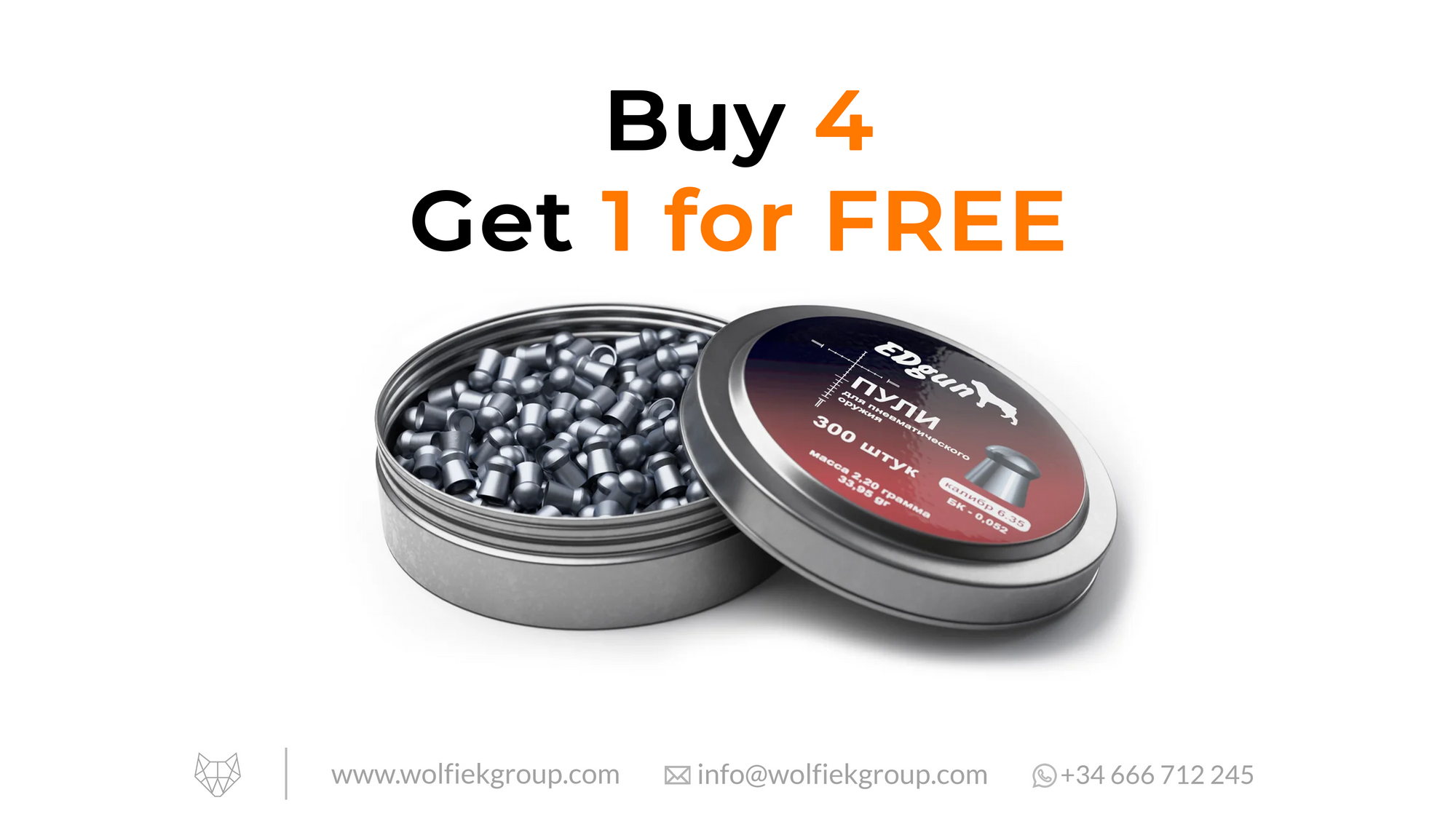 EDgun Premium Pellets · Cal .25 (6,35mm) · Weight 2,20g (33,95gr)
