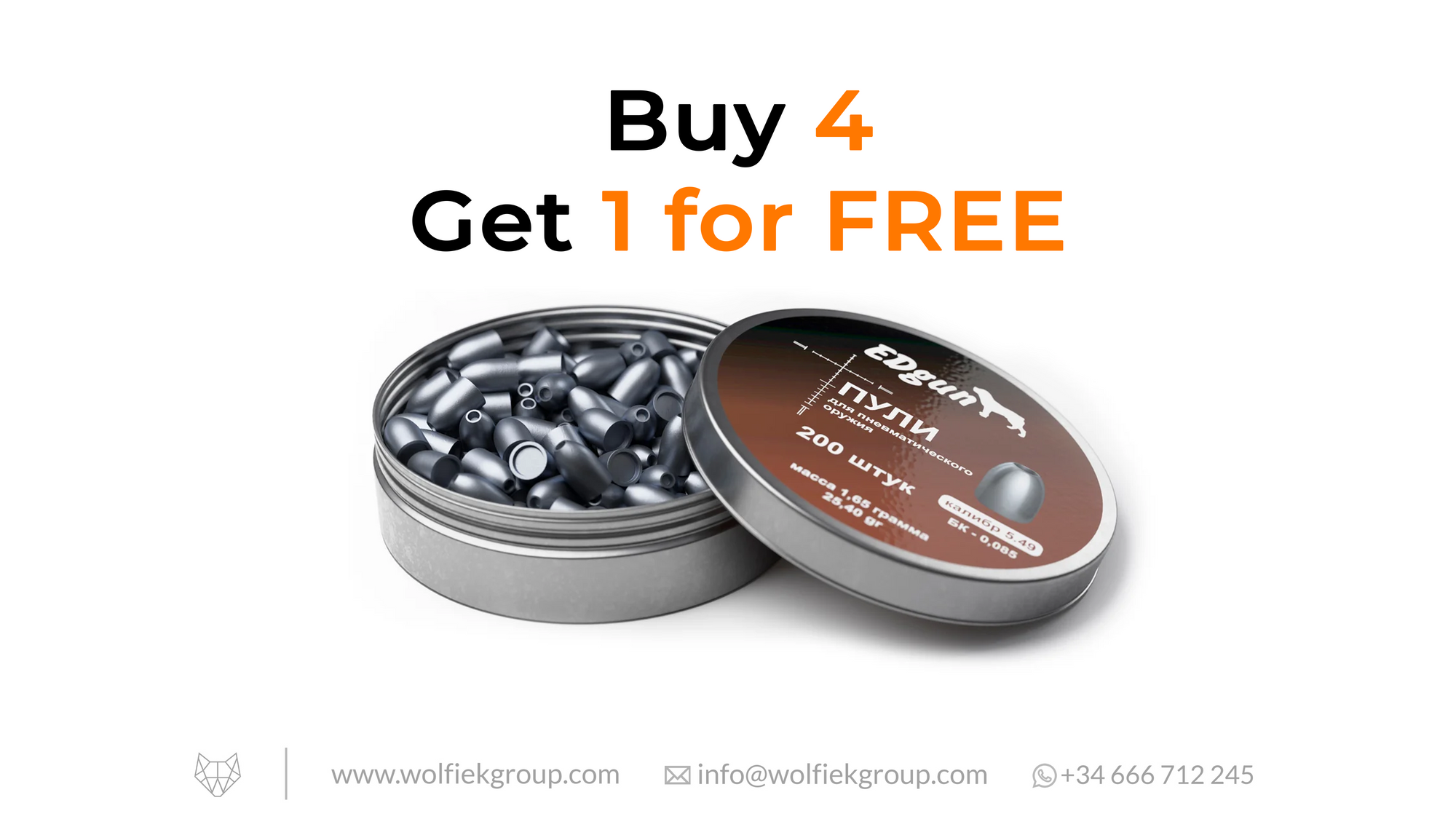 EDgun KnockOut Slugs Cal .216/.217 Weight 1,65g (25,40gr) with text buy 4 get 1 for free