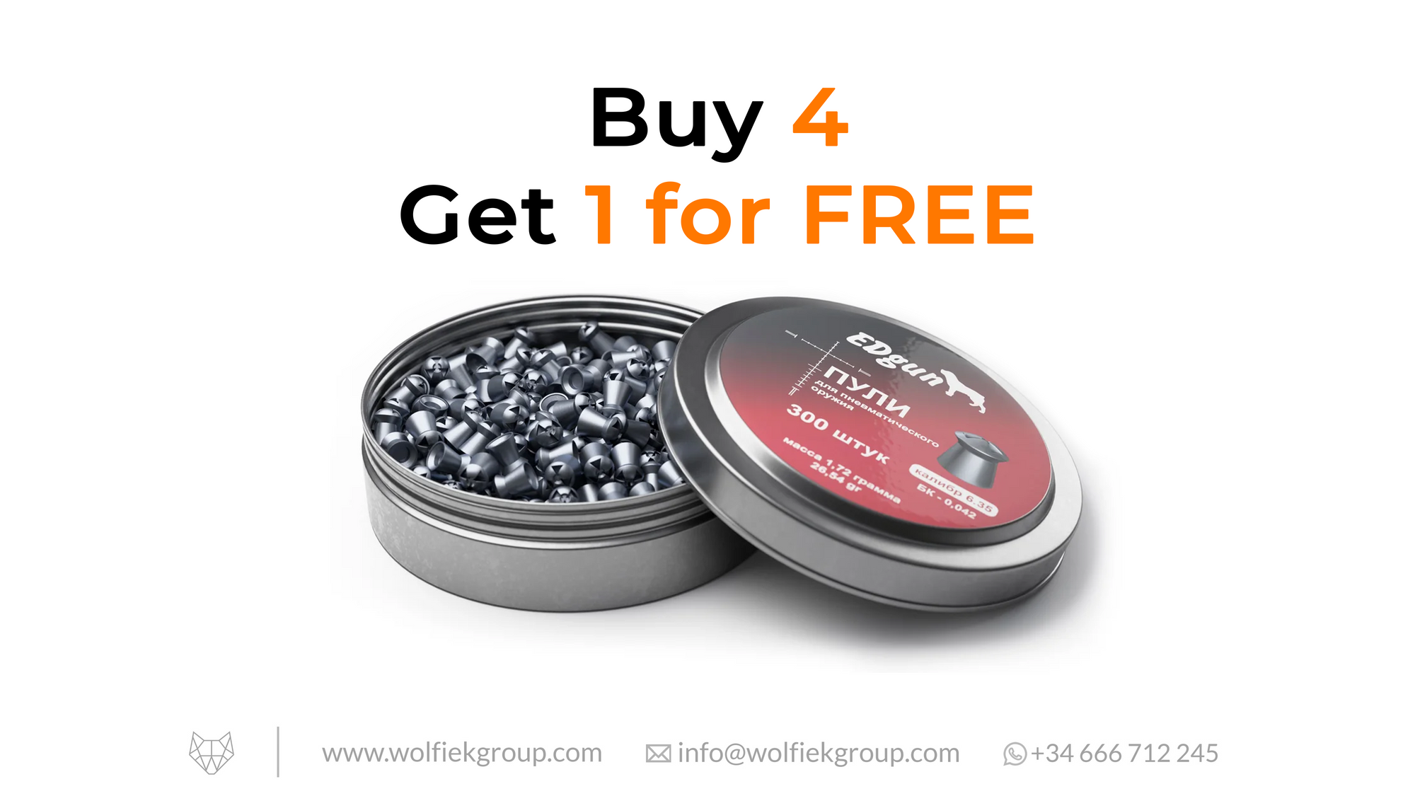 EDgun Hades Pellets Cal .25 (6,35mm) Weight 1,72g (26,54gr) buy 4 get 1 for free