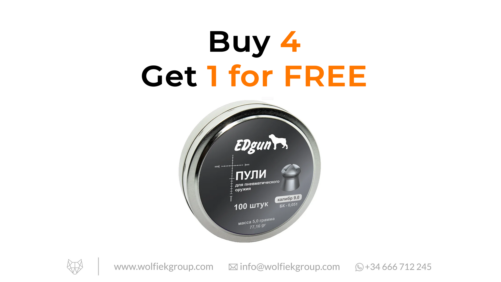 EDgun Hades Pellets · Cal .35 (9mm) · Weight 5,0g (77,16gr)