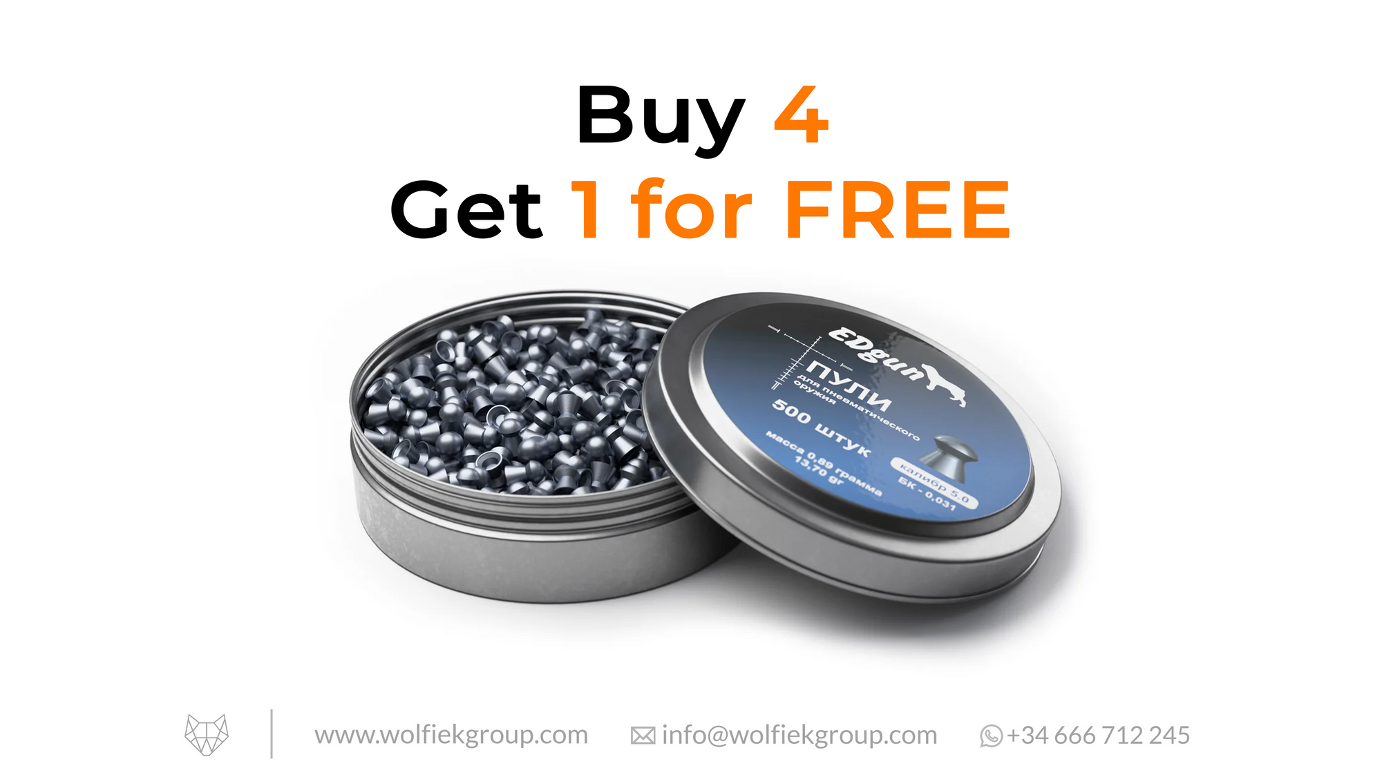 EDgun Premium Pellets Cal .20 (5,08mm) Weight 0,89g (13,70gr) with text buy 4 get 1 for free