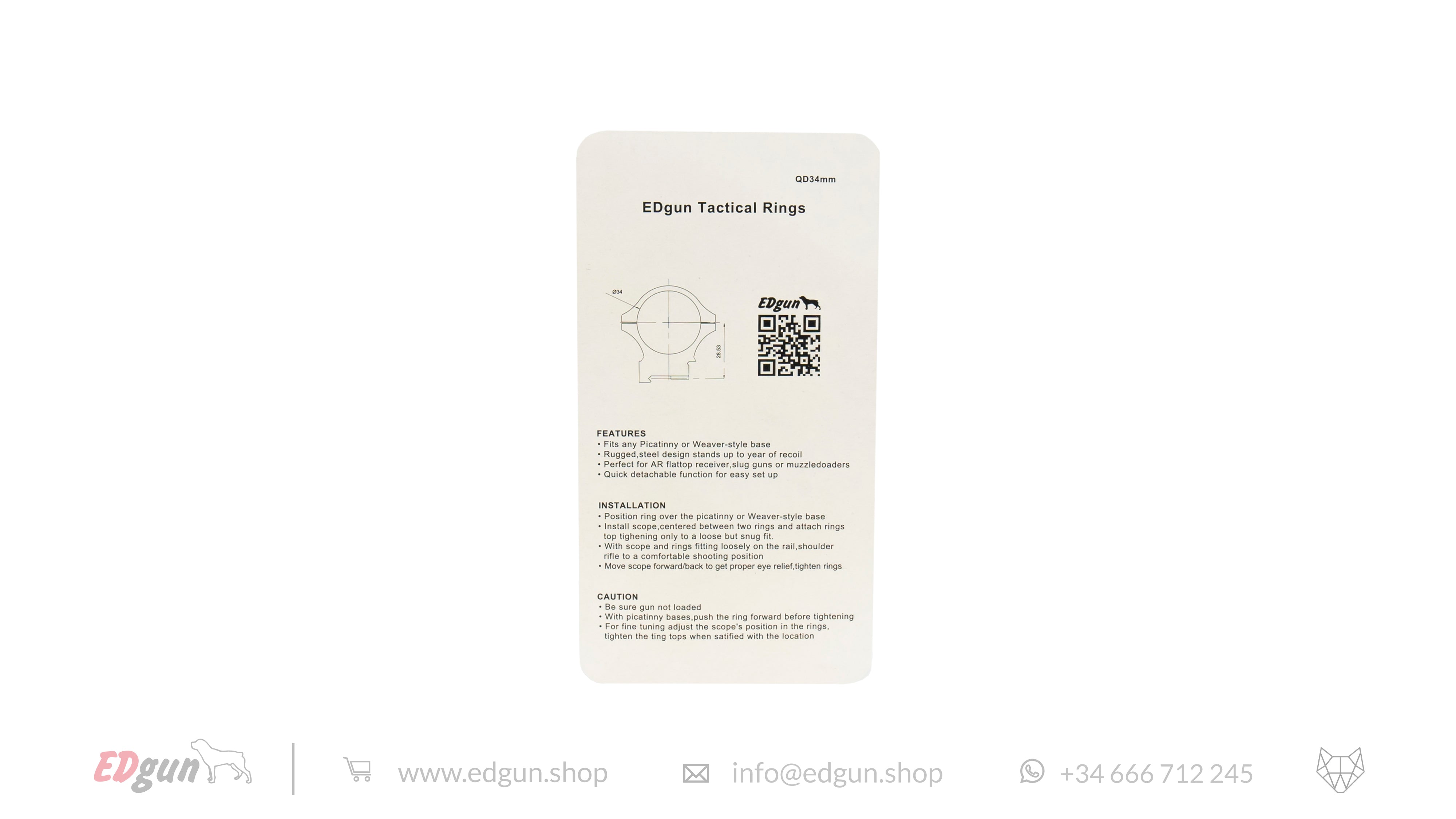 EDgun Tactical Match Rings 34mm Picatinny information